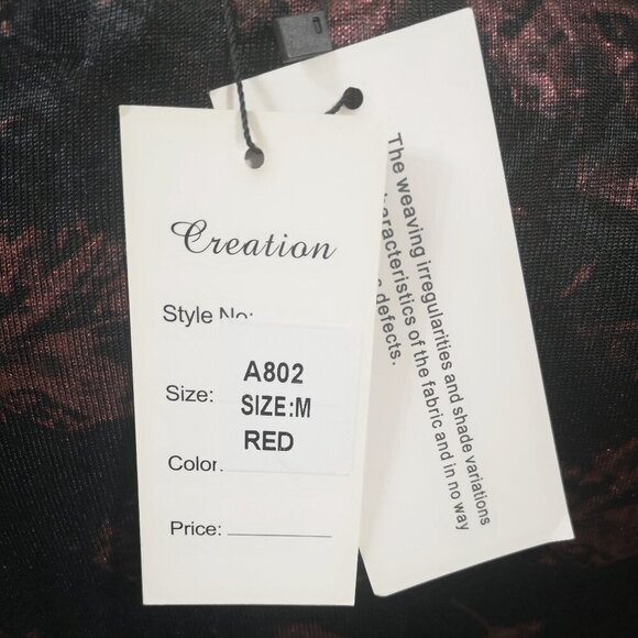 NWT Creation Ladies Size Medium Red & Black Patterned V-neck Tunic - Picture 7 of 11